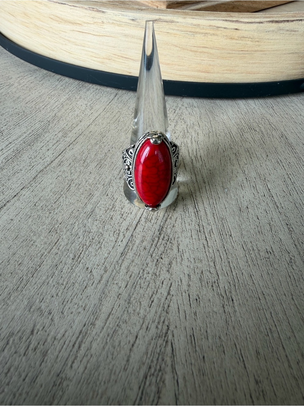 Vintage Red Turquoise Silver Plated Ring